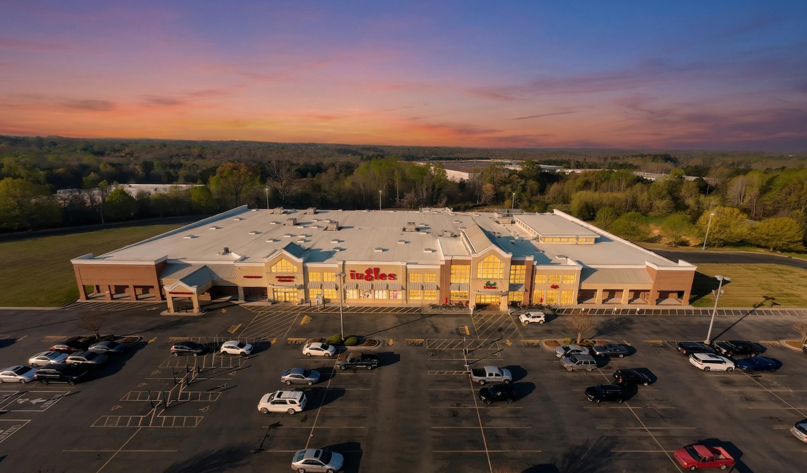 Aerial commercial photography at sunset
